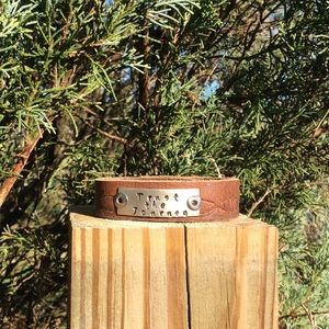 Hand stamped leather cuff- bracelet